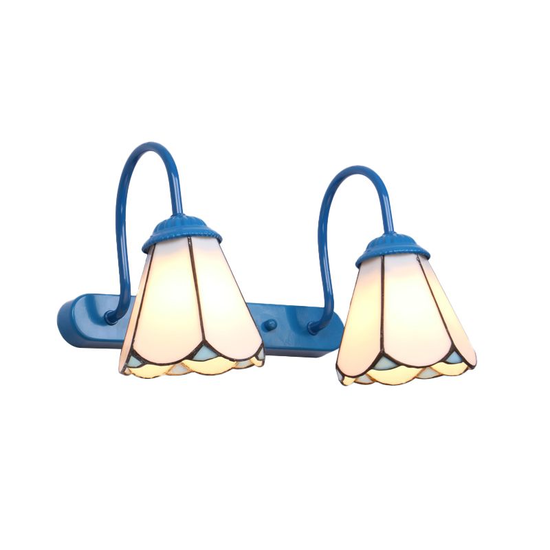 Arisha Vintage Blume LED Wandleuchte Schwarz/Weiß/Blau Schlafzimmer/Flur Metall/Glas