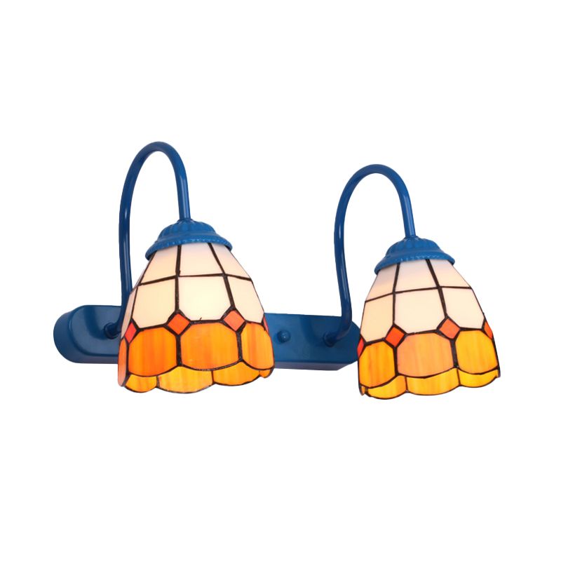 Arisha Vintage Blume LED Wandleuchte Schwarz/Weiß/Blau Schlafzimmer/Flur Metall/Glas