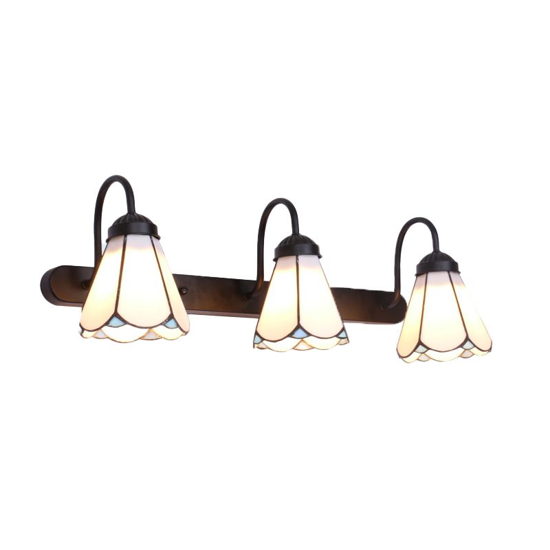 Arisha Vintage Blume LED Wandleuchte Schwarz/Weiß/Blau Schlafzimmer/Flur Metall/Glas