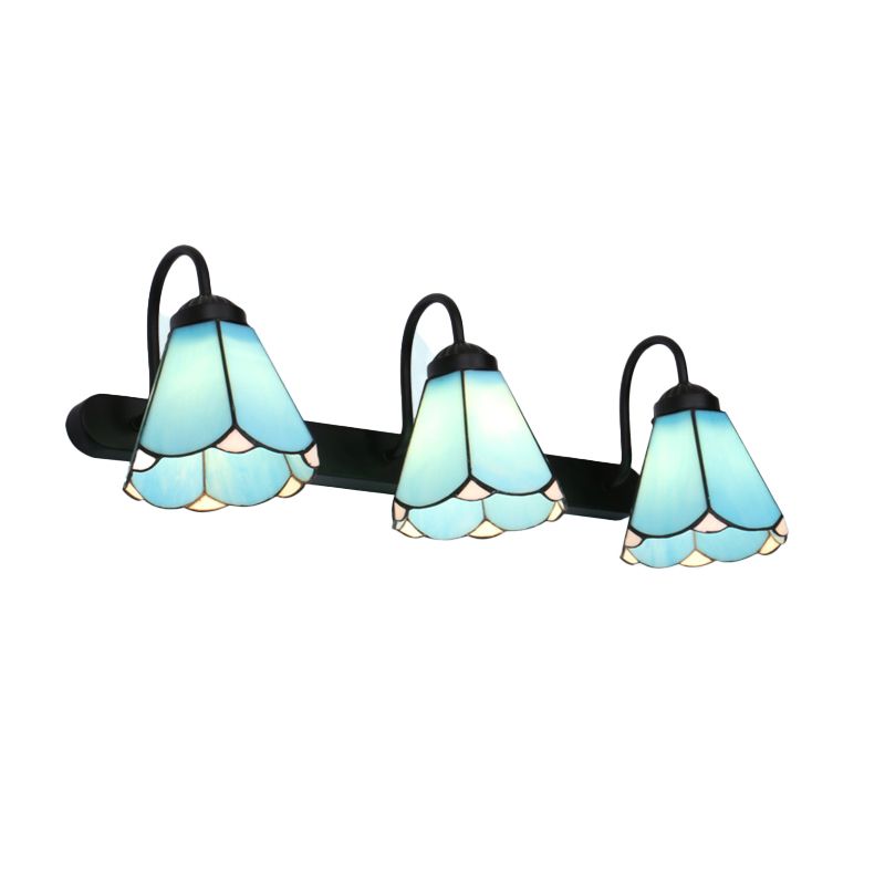 Arisha Vintage Blume LED Wandleuchte Schwarz/Weiß/Blau Schlafzimmer/Flur Metall/Glas