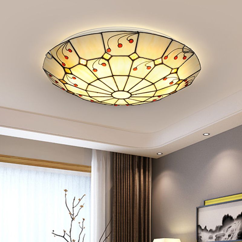 Arisha Vintage LED Deckenleuchte Rund Gold Schlaf/Wohnzimmer Glas