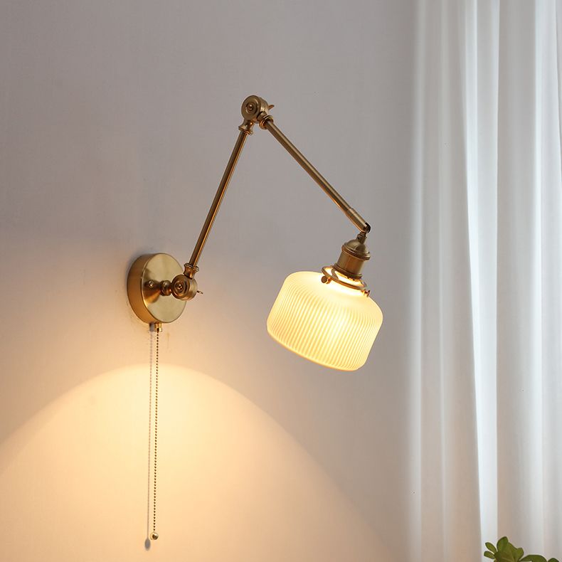 Arisha Modern Wandleuchte, Trommel, Keramik/Metall, Weiß, Schlafzimmer