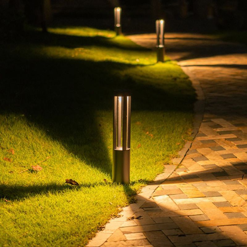 Ray Modern Stehend LED Außenleuchte Zylindrisch Solarenergie Schwarz Garten Metall