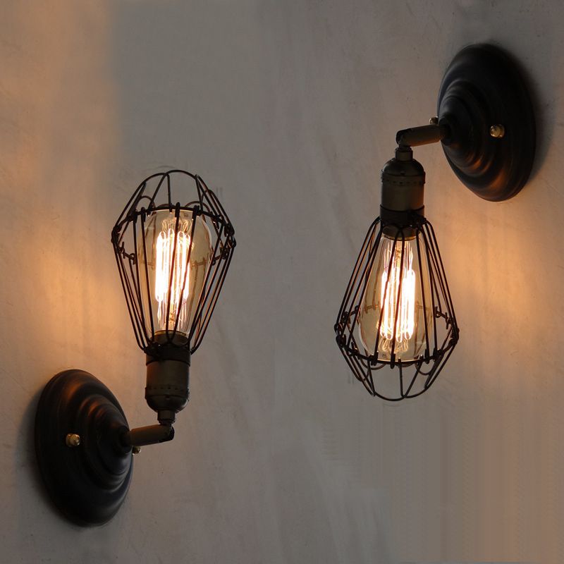 Silva Industrielle Laternenform LED Wandlampe Schwarz/Rost Wohnzimmer/Flur Metall