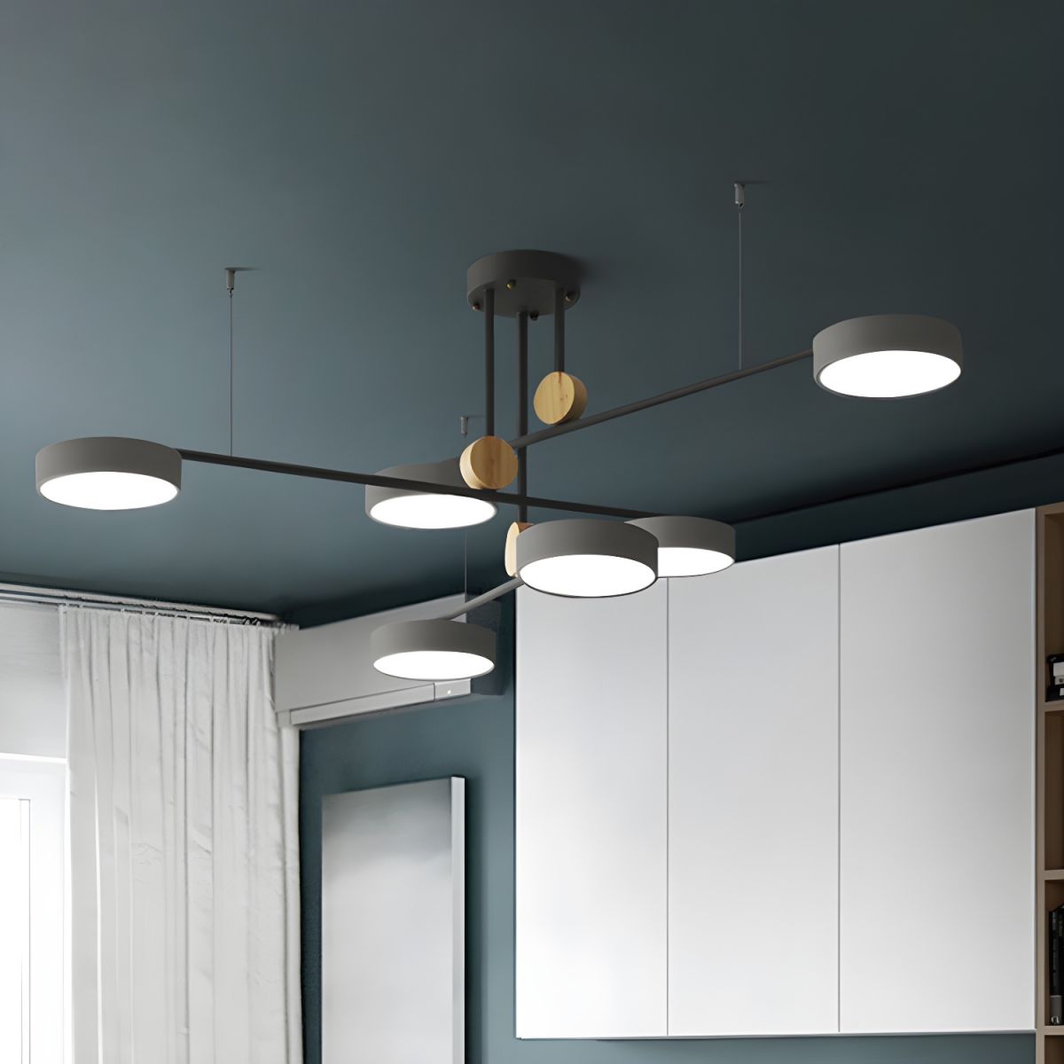 Avi Nordisch Rund LED Kronleuchter Grau/Grün Metall Wohnzimmer-Letslighting