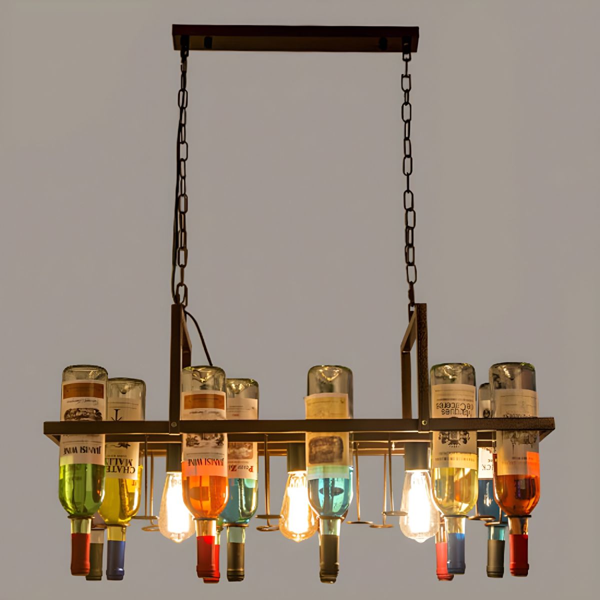 Epoch Art-Deco Weinflasche Glas Pendelleuchte Rust Wohnzimmer