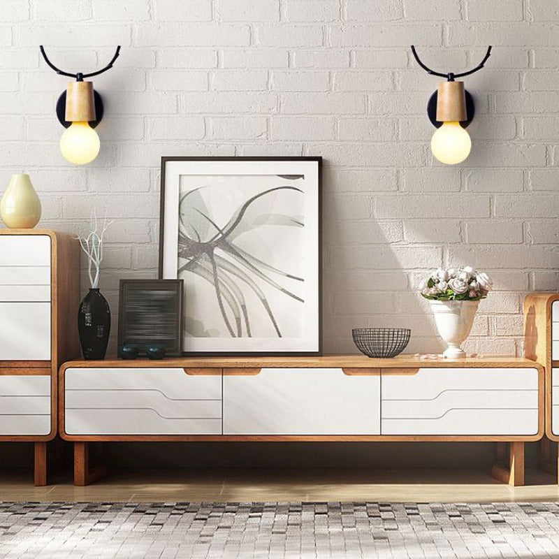 Muto Modern Antler LED Wandleuchte Schwarz Weiß Schlafzimmer/Badezimmer Metall Holz Glas