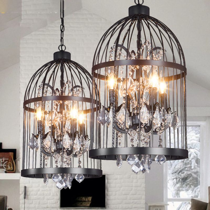Kristy Vintage Vogelkäfig LED Pendelleuchte Schwarz/Weiß Wohn/Esszimmer Metall
