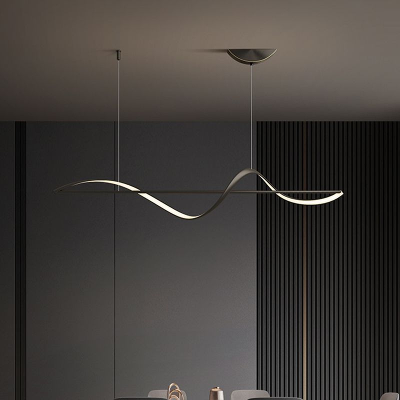 Louise Modern LED Pendelleuchte Linear, Schwarz/Gold, Esstisch, Metall/Acryl