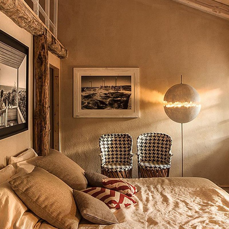 Aria Modern Stehleuchte Mond Globe, Gold/Silber, Wohnzimmer, Metall Harz