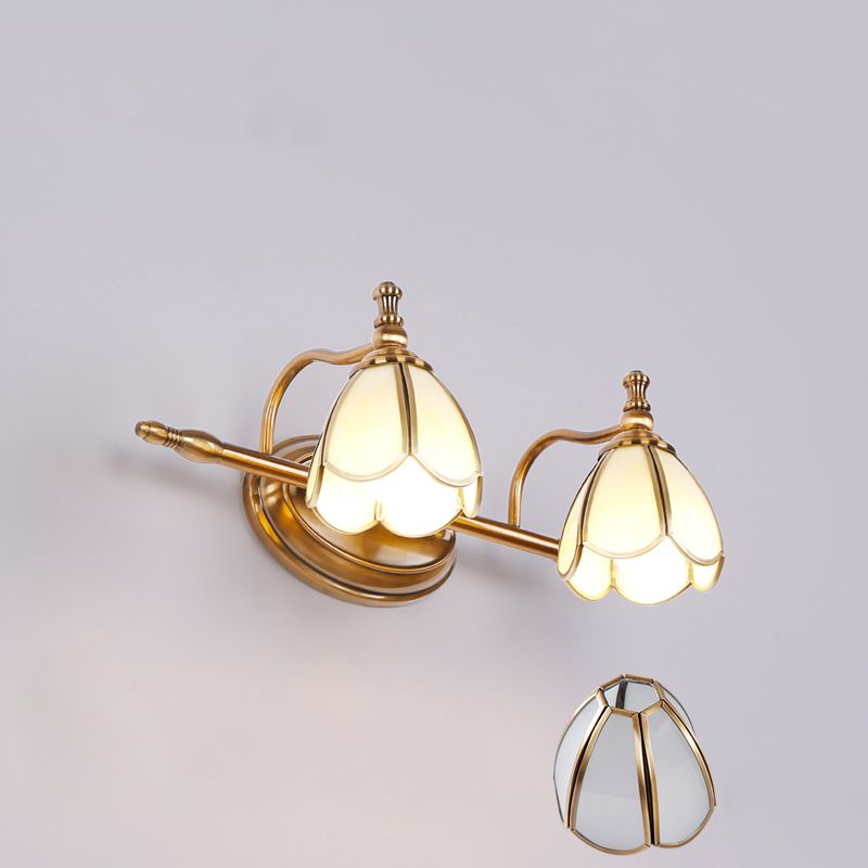 Arisha Retro Blume LED Wandleuchte Weiß/Gelb Bade/Wohnzimmer Metall Glas 2/3/4/5 Leuchten