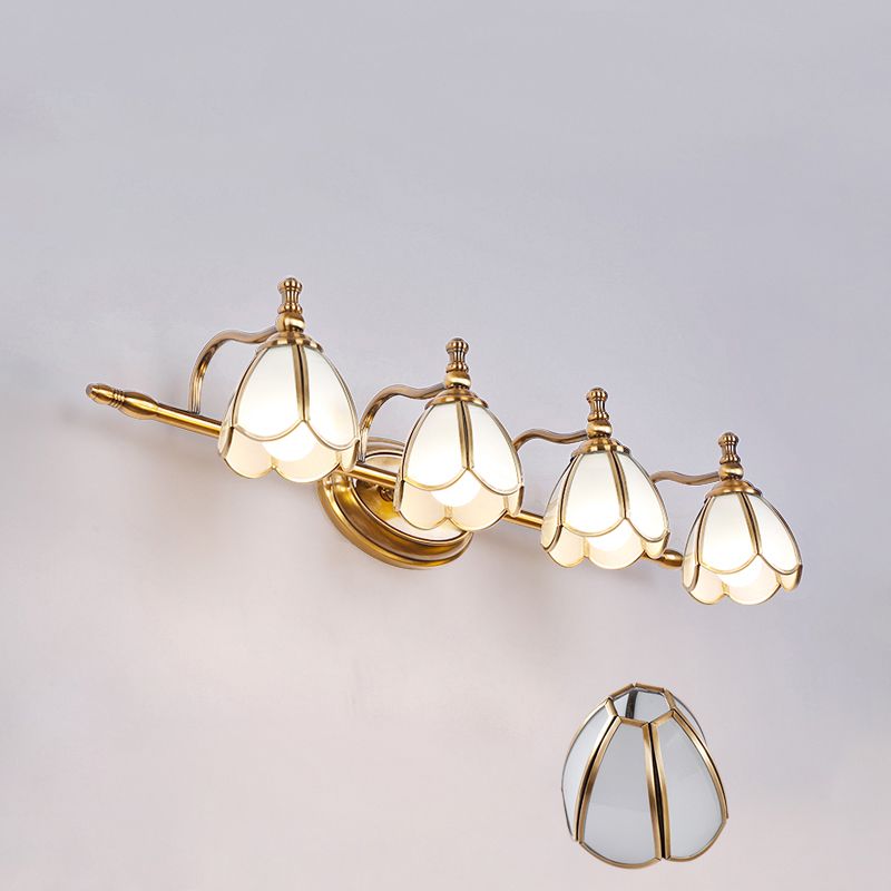 Arisha Retro Blume LED Wandleuchte Weiß/Gelb Bade/Wohnzimmer Metall Glas 2/3/4/5 Leuchten