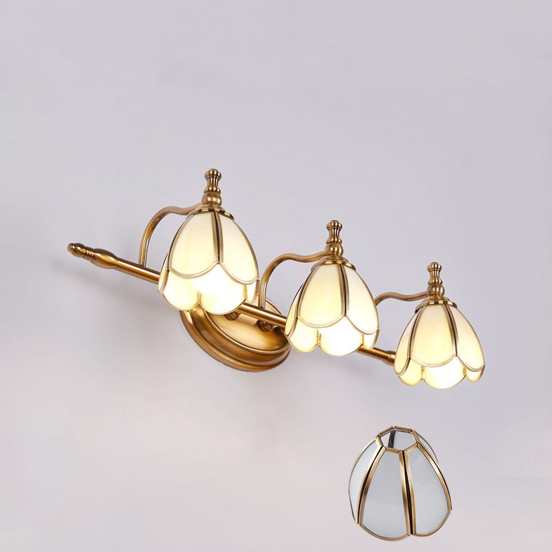 Arisha Retro Blume LED Wandleuchte Weiß/Gelb Bade/Wohnzimmer Metall Glas 2/3/4/5 Leuchten