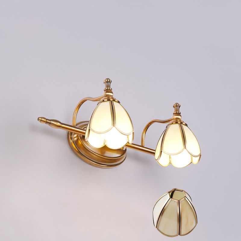 Arisha Retro Blume LED Wandleuchte Weiß/Gelb Bade/Wohnzimmer Metall Glas 2/3/4/5 Leuchten