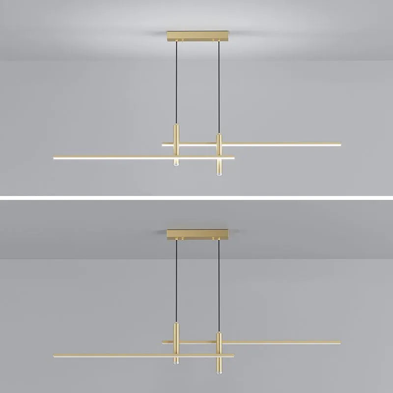 Arisha Minimalistisch Linear Pendelleuchte Schwarz/Gold Schlaf/Ess/Wohnzimmer