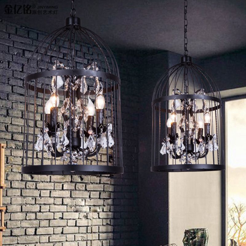 Kristy Vintage Vogelkäfig LED Pendelleuchte Schwarz/Weiß Wohn/Esszimmer Metall