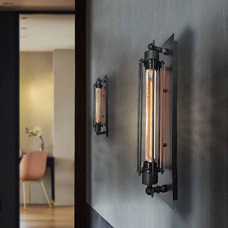 Alessio Vintage Zylinder LED Wandleuchte Schwarz/Rot/Silber/Gold Wohn/Schlafzimmer Flur Innen Metall