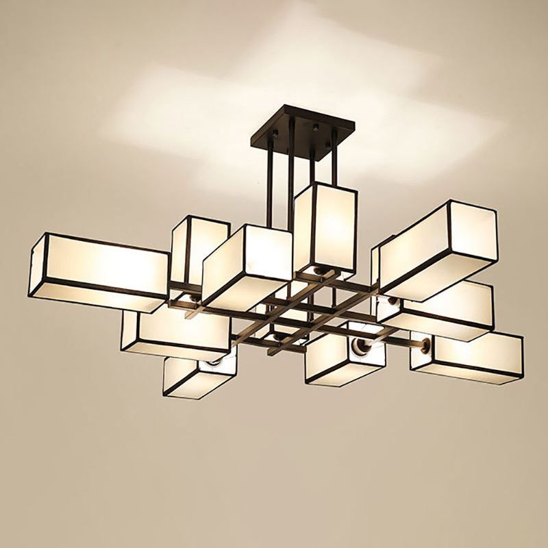 Arisha Design LED Kronleuchte Schwarz/Gold Wohnzimmer/Schlafzimmer Metall Textil