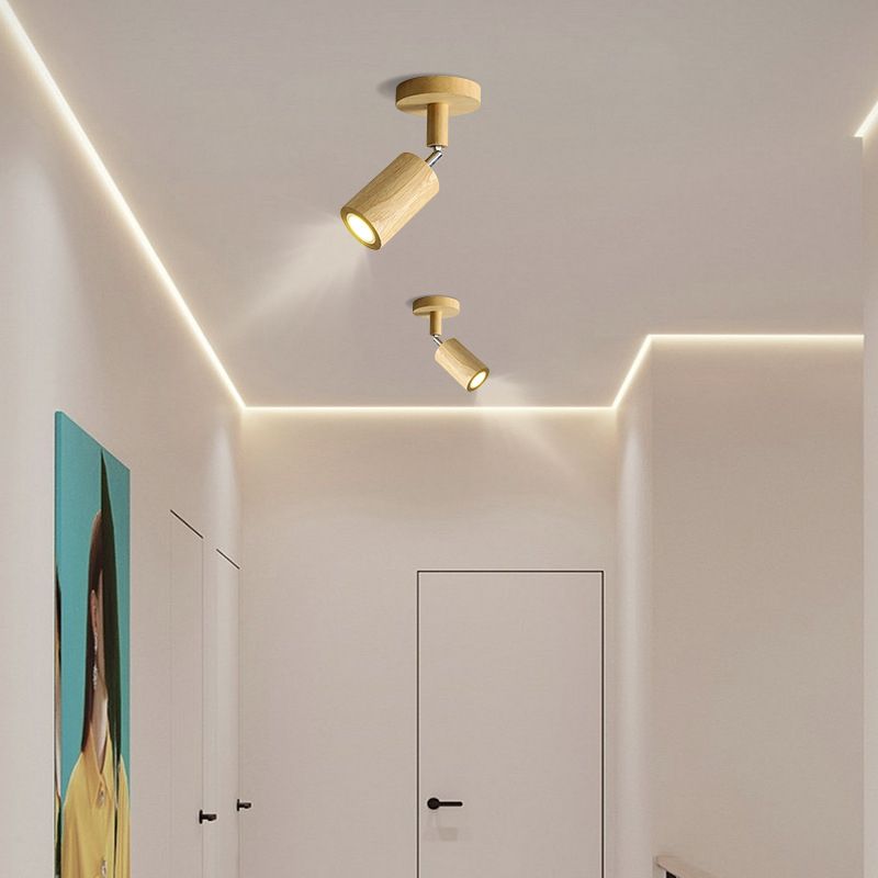 Muto Modern LED Deckenstrahler Zylinder Wohnzimmer Schlafzimmer, 3 Farben, Metall Holz