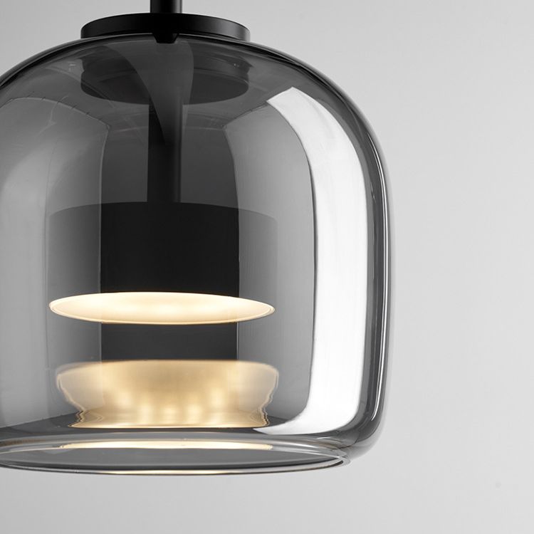 June Minimalistische Glas-Pendelleuchte in Rauchgrau