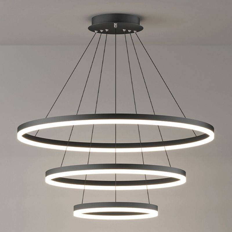 Arisha Modern 3-Ringe LED Pendelleuchte Schwarz Wohn/Schlaf/Esszimmer