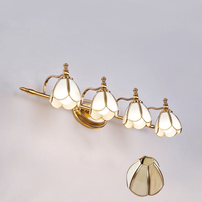 Arisha Retro Blume LED Wandleuchte Weiß/Gelb Bade/Wohnzimmer Metall Glas 2/3/4/5 Leuchten