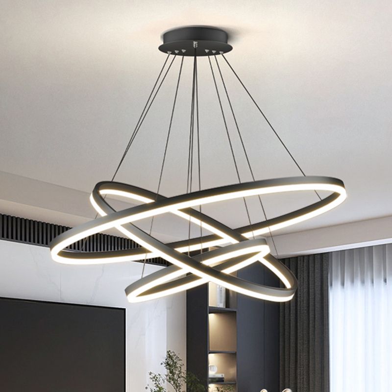 Arisha Modern 3-Ringe LED Pendelleuchte Schwarz Wohn/Schlaf/Esszimmer