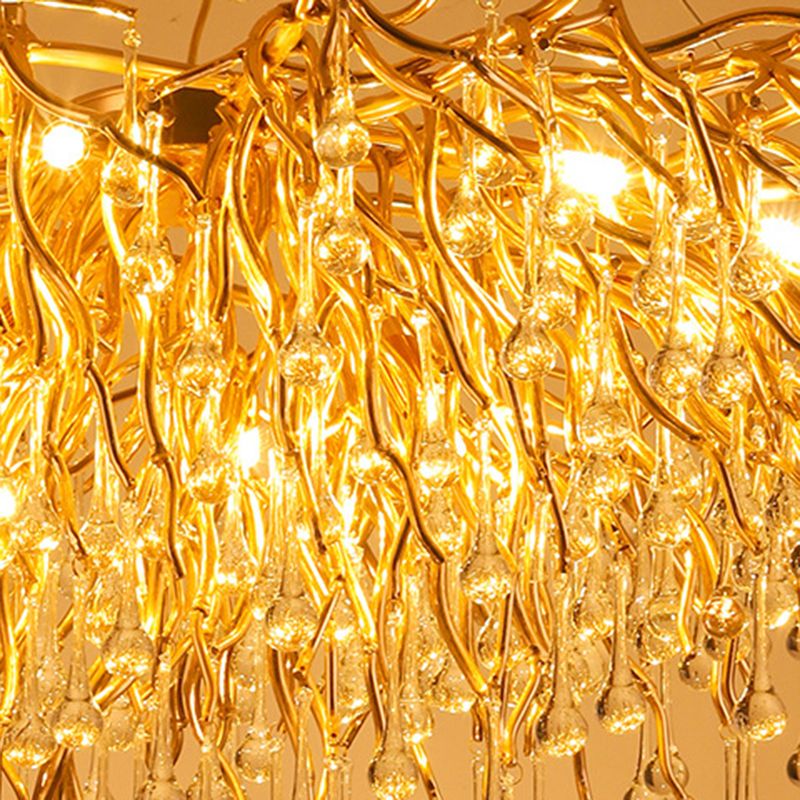 Arisha Design LED Kronleuchter Quastenförmige Gold Wohn/Schlaf/Esszimmer Metall&Kristall ∅60CM/80CM/100CM