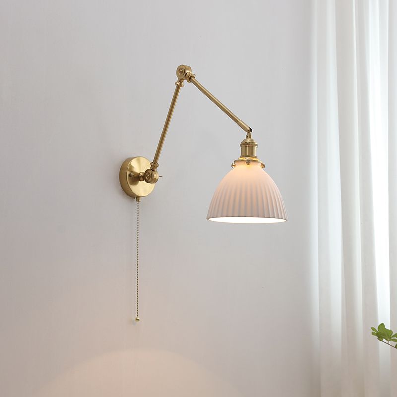 Arisha Modern Wandleuchte, Trommel, Keramik/Metall, Weiß, Schlafzimmer