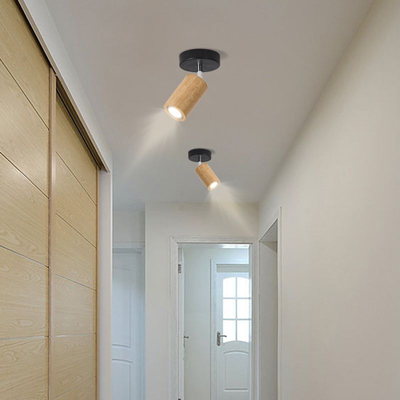 Muto Modern LED Deckenstrahler Zylinder Wohnzimmer Schlafzimmer, 3 Farben, Metall Holz