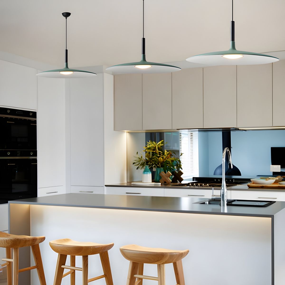 Lustra Pendelleuchte Aluminium Flach Scheibe-Letslighting