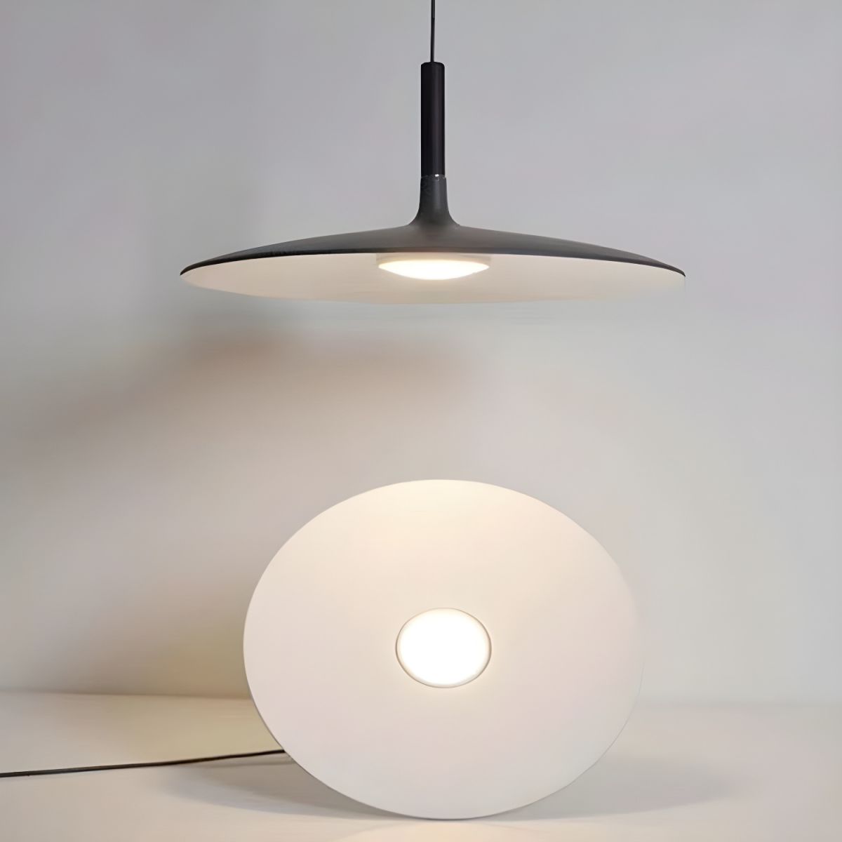Lustra Pendelleuchte Aluminium Flach Scheibe-Letslighting