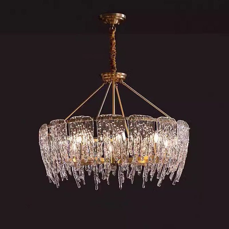 Cathaa Postmoderne Luxus-Kronleuchter "Rectangular Icicle" aus Glas und Kristall-Letslighting