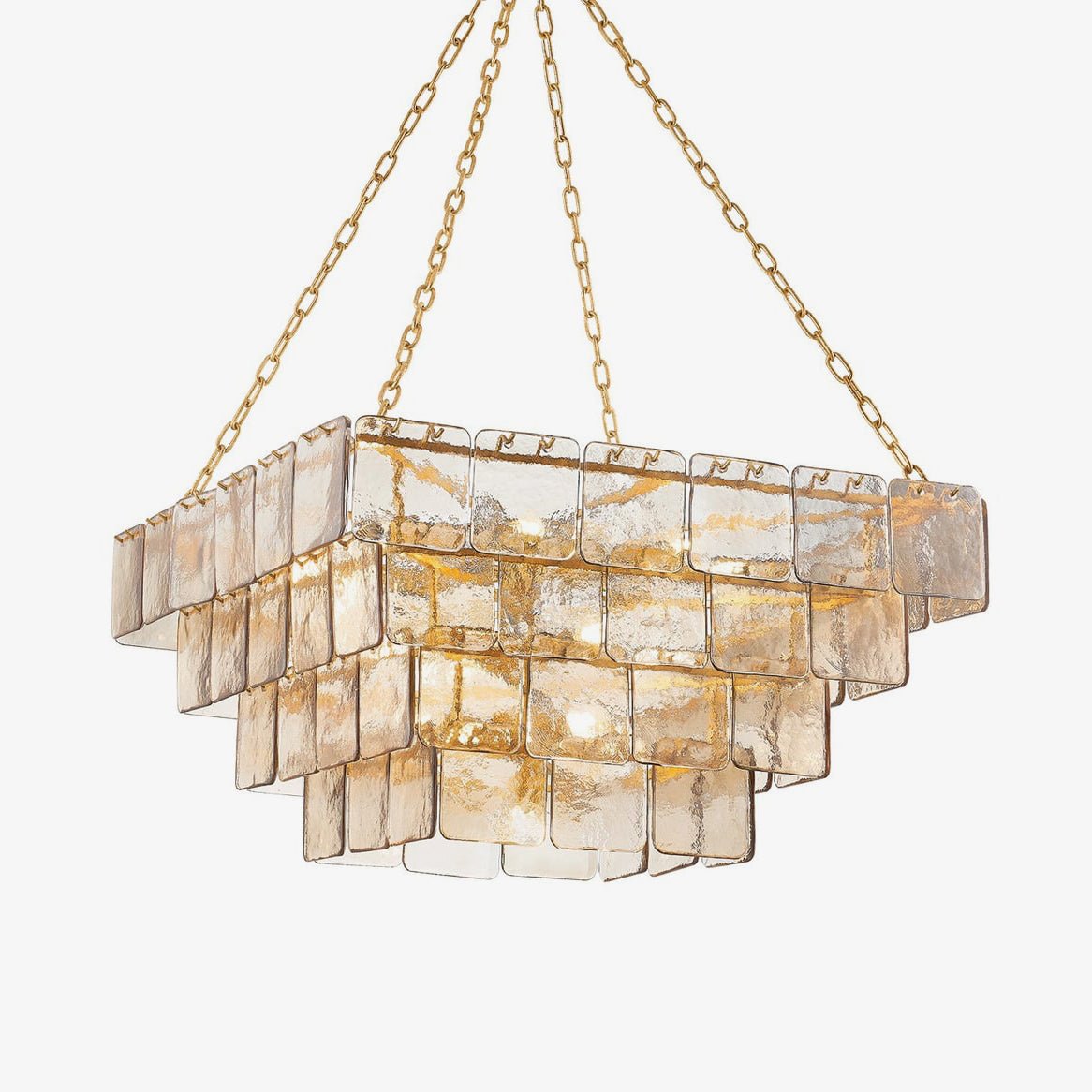 Aurora Chandelier Chain Champagne Piastre Glass Tiered - Neutralighting