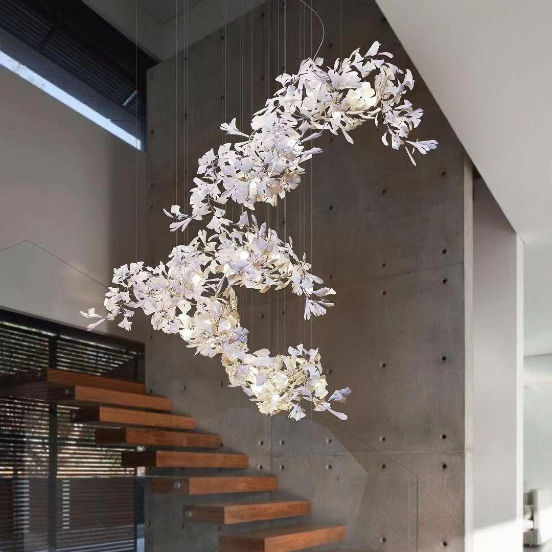 Olivia GloGink Modern Langes Gold LED Kronleuchter, aus Metall&Keramik