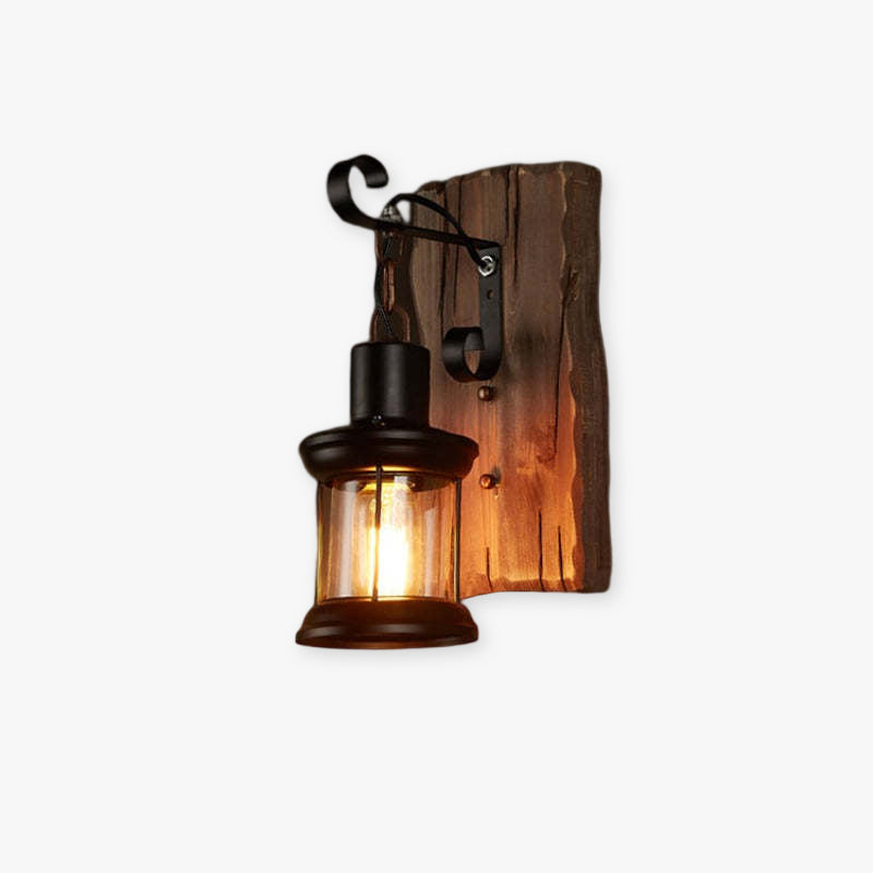 Epoch Vintage LED Wandleuchte Innen Lampe Flur Bronze Holz/Glas