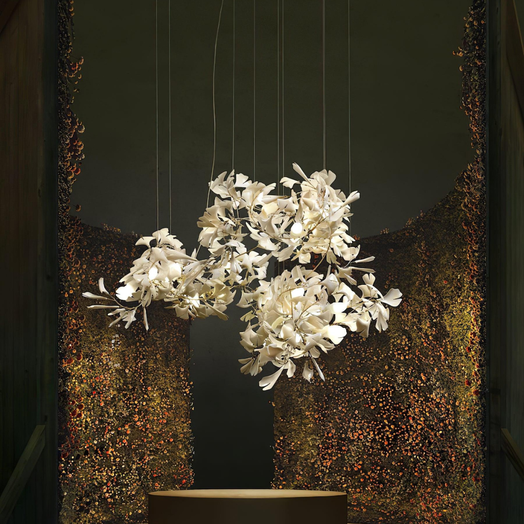 Olivia GloGink Modern Langes Gold LED Kronleuchter, aus Metall&Keramik