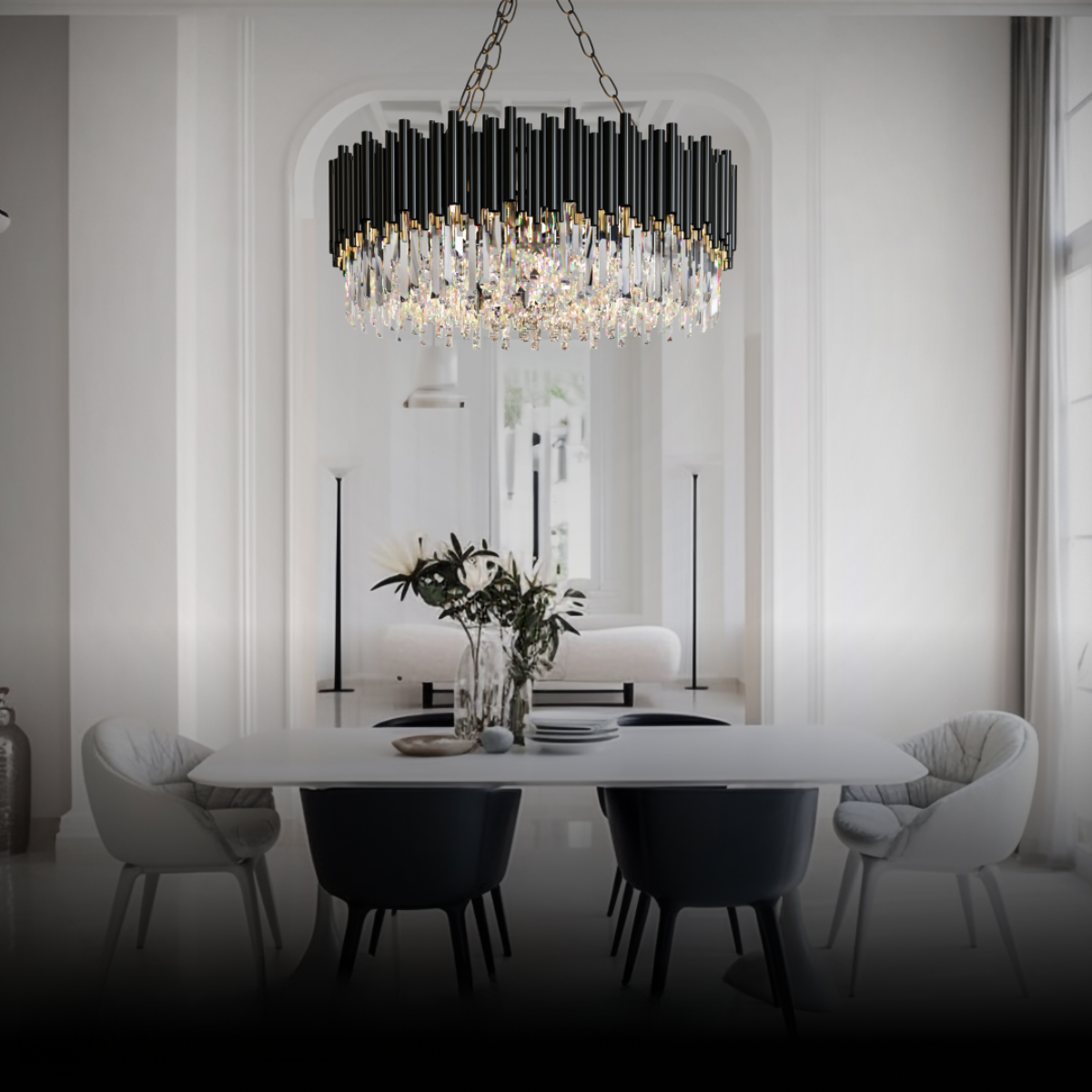 Kristy Industriell Metall/Kristall Kronleuchter Schwarz Wohnzimmer-Letslighting