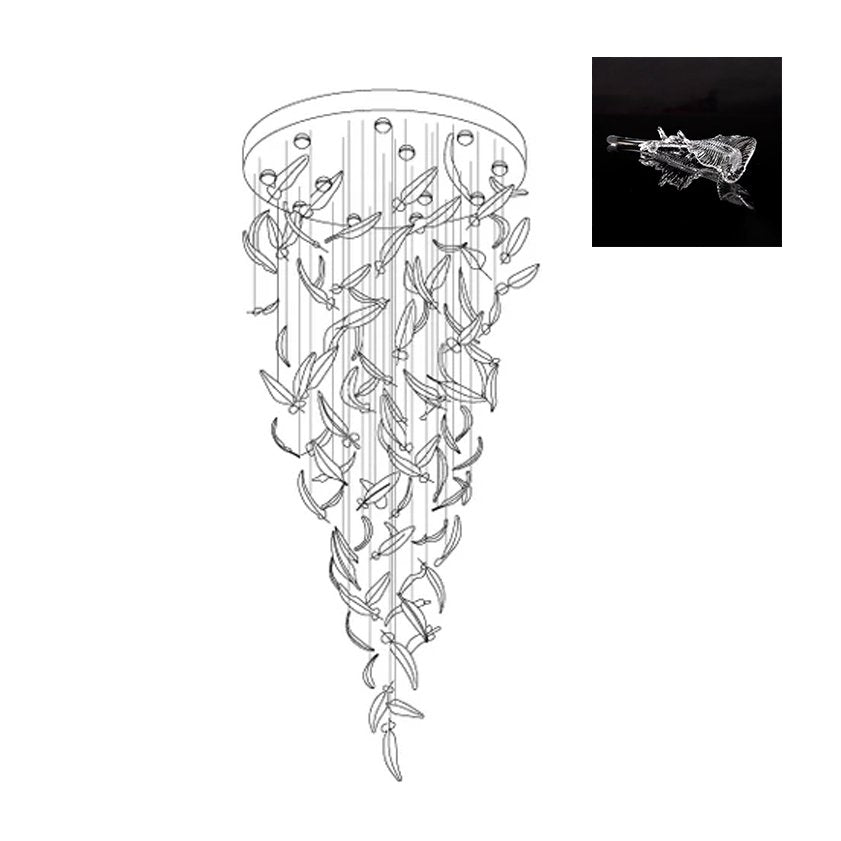 Aetherial Glass Leaf Chandelier - Blowlighting