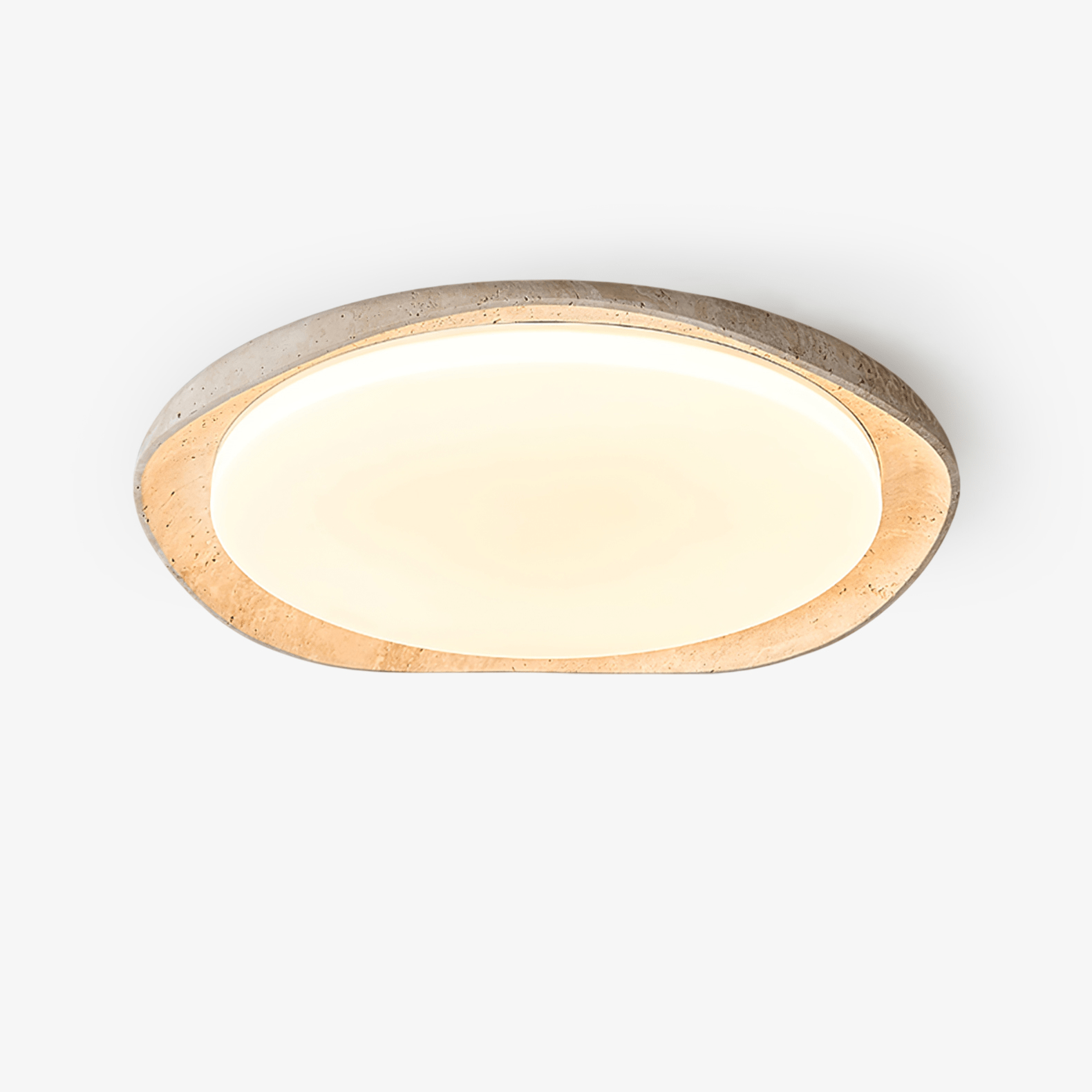 Adoros Rimmed-Circle Travertine Ceiling Light - Neutralighting