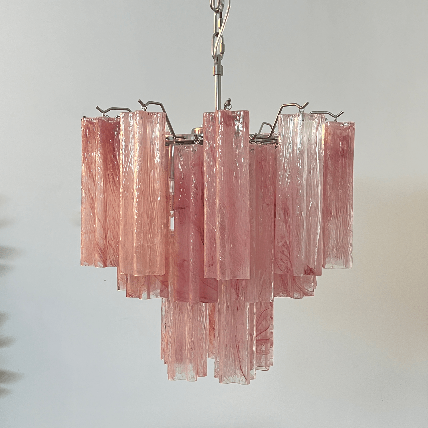 Aurora Chandelier Pink Glass Tubes Layered Modern - Neutralighting