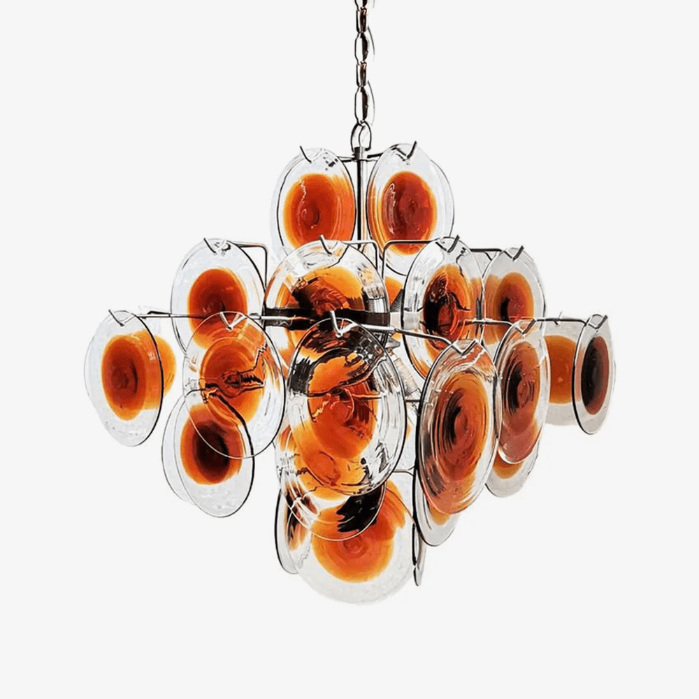 Aurora Chandelier Murano Glass Disc Mid Century - Blowlighting