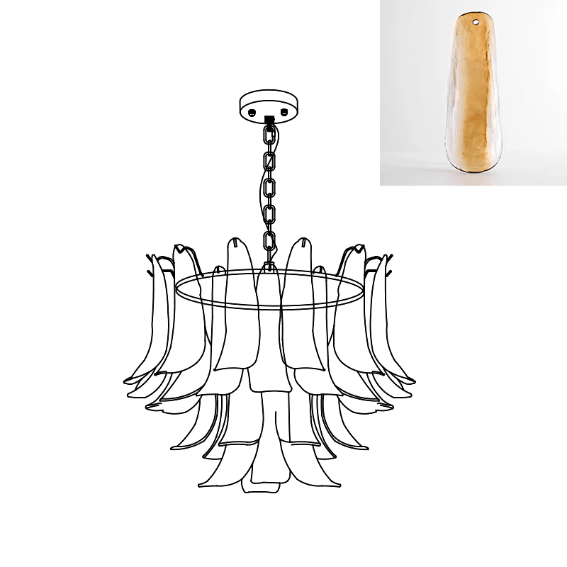 Aurora Chandelier Murano Glass Leaf Golden - Blowlighting