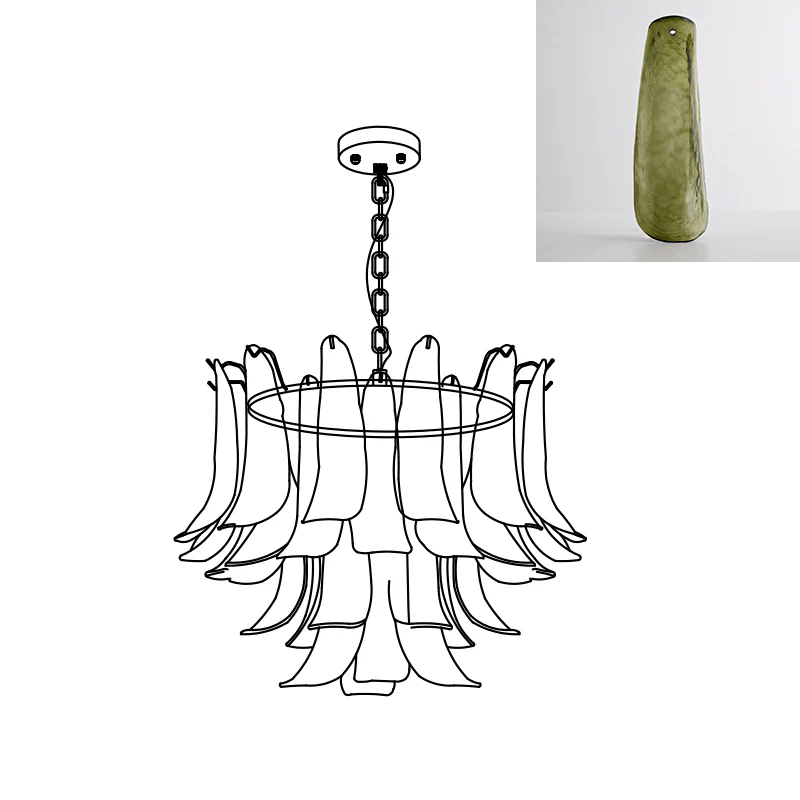 Aurora Chandelier Murano Glass Leaf Golden - Blowlighting