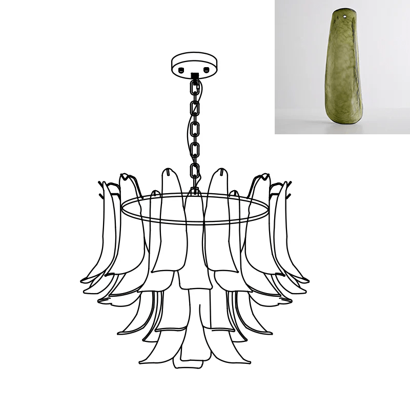 Aurora Chandelier Murano Glass Leaf Golden - Blowlighting