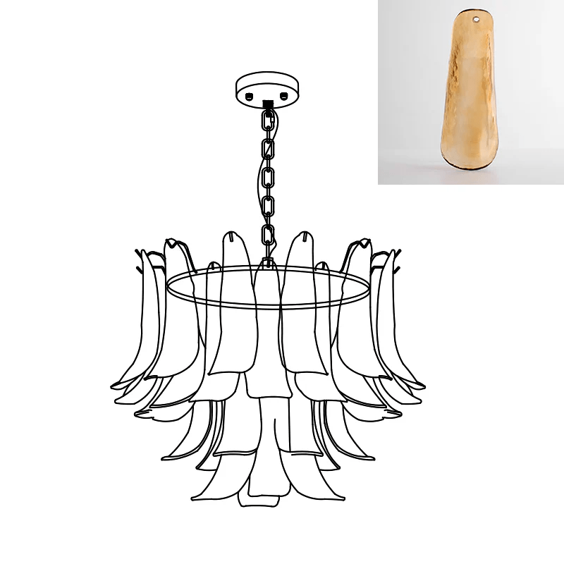 Aurora Chandelier Murano Glass Leaf Golden - Blowlighting