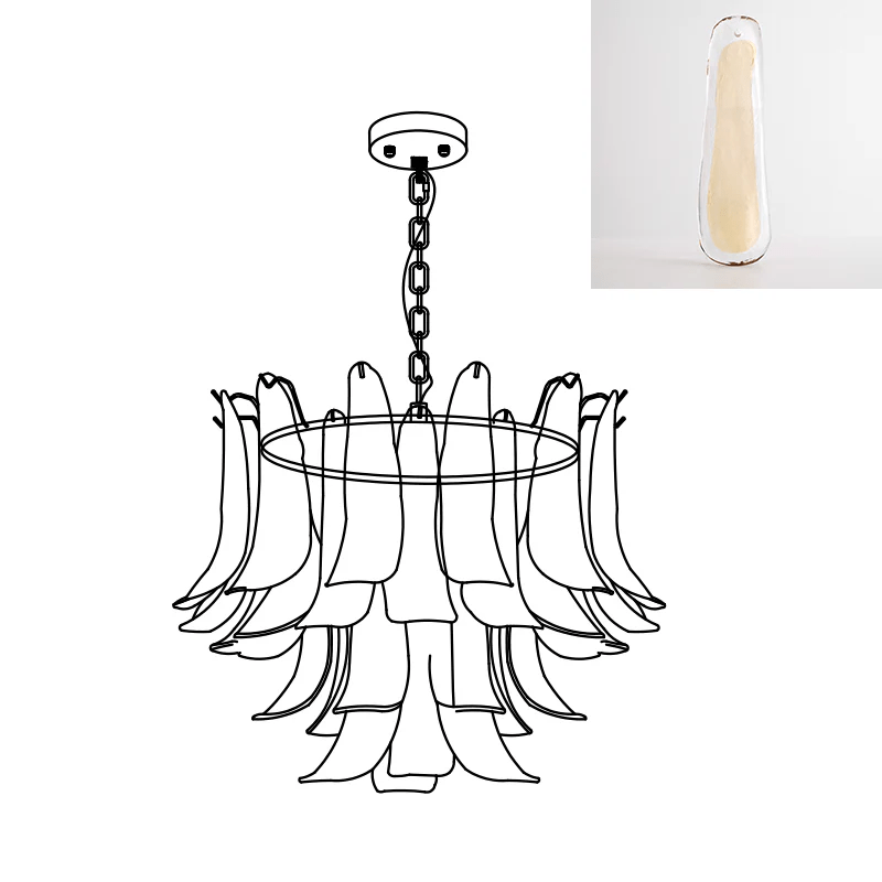 Aurora Chandelier Murano Glass Leaf Golden - Blowlighting