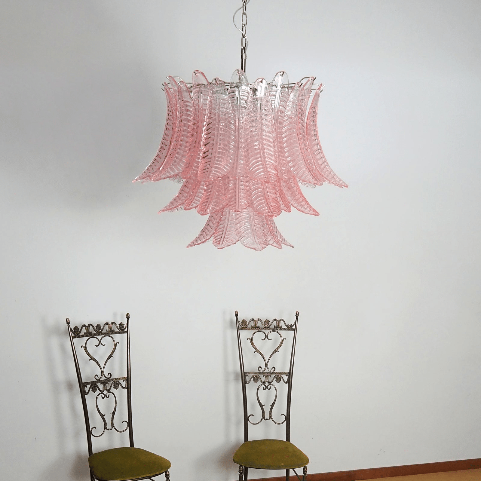 Aurora Chandelier Pink Leaf Glass Layered Graceful Luxury - Neutralighting