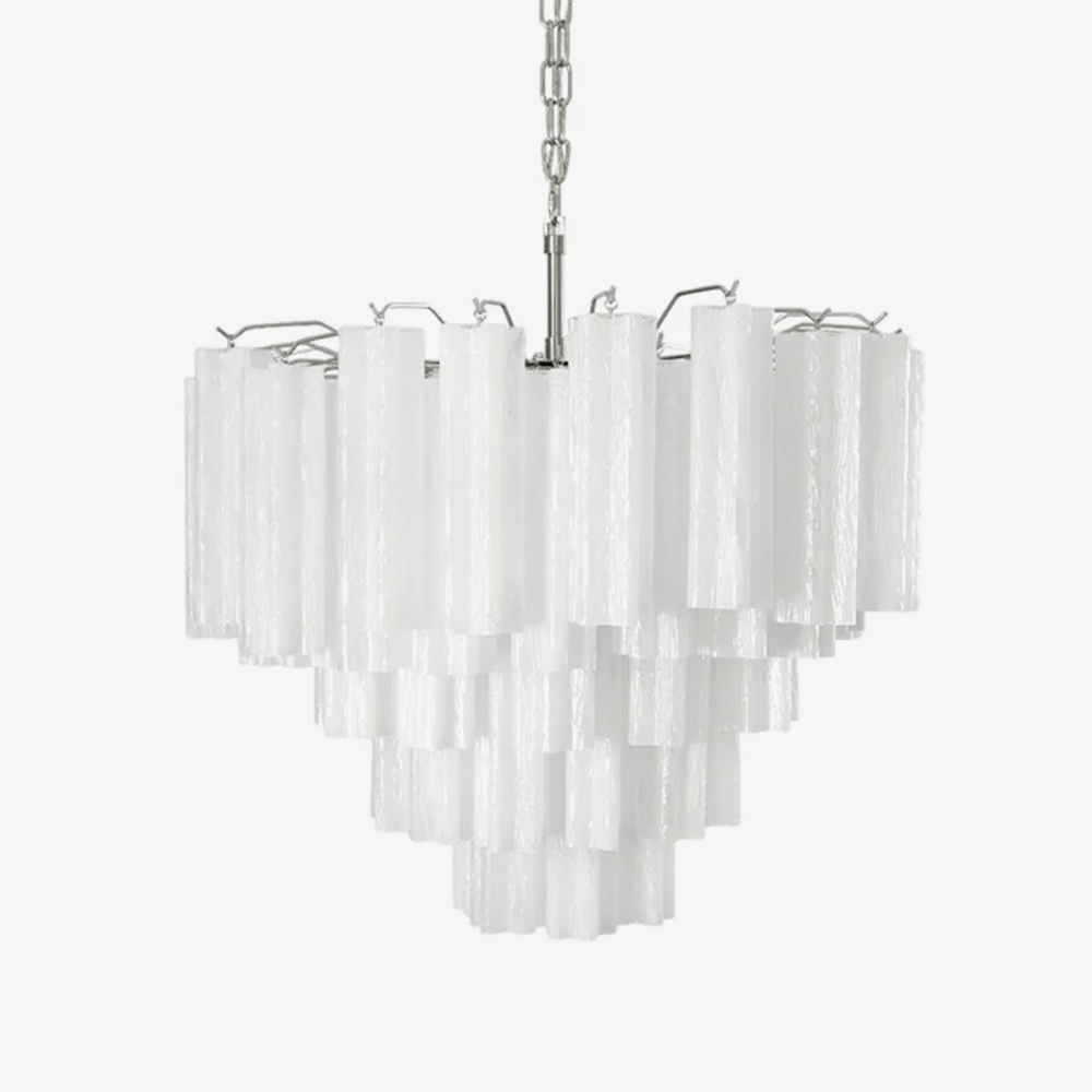 Aurora Chandelier Frosted Murano Glass Tiered Cascade - Neutralighting