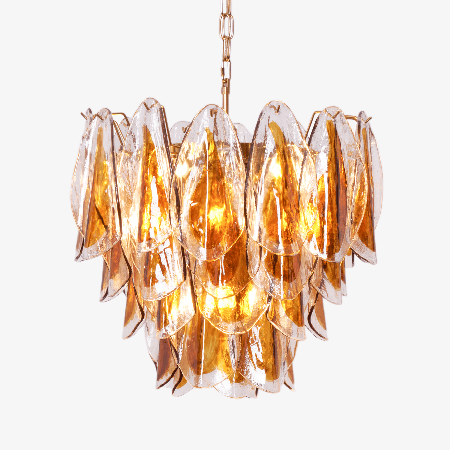 Aurora Chandelier Amber Leaf Glass Layered Organic Warmth - Neutralighting